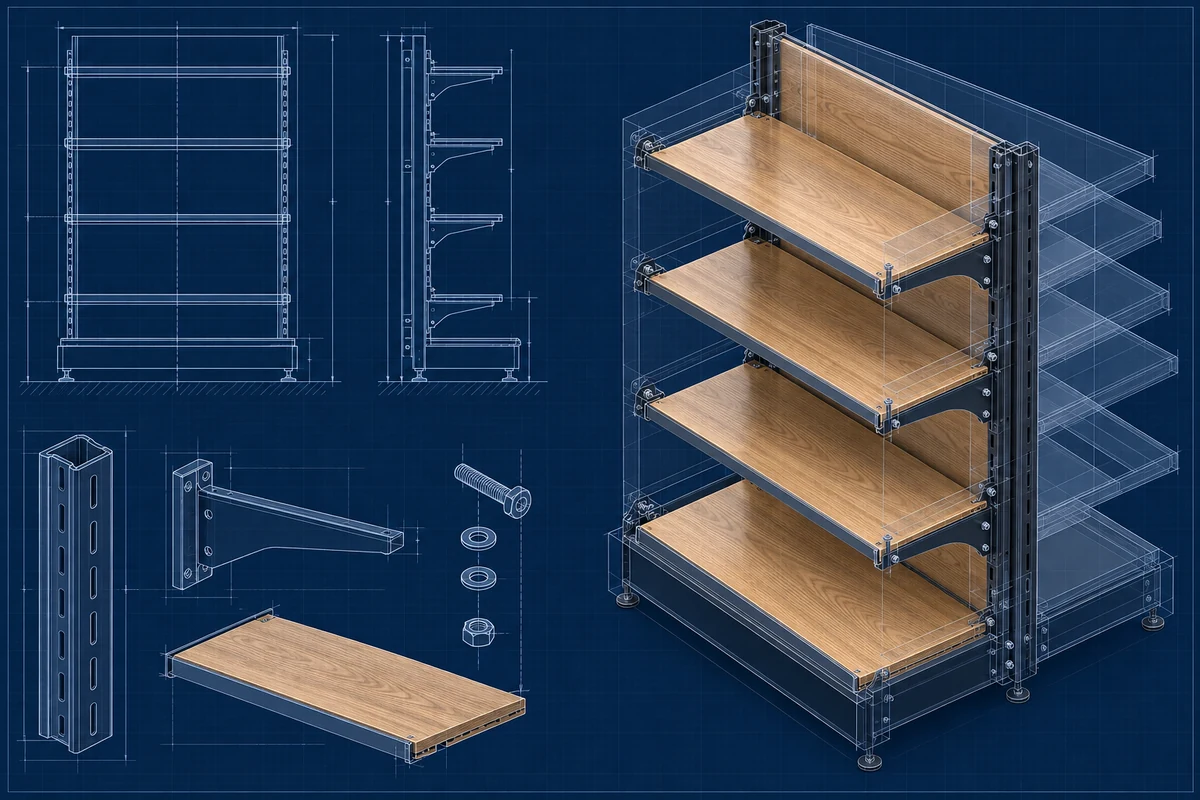 Wood and metal retail end-cap display development