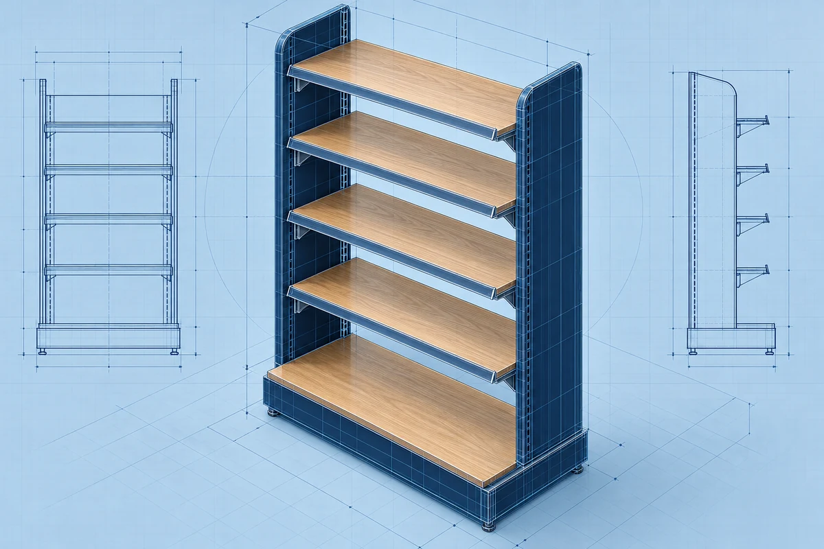 Multi-shelf floor display CAD model